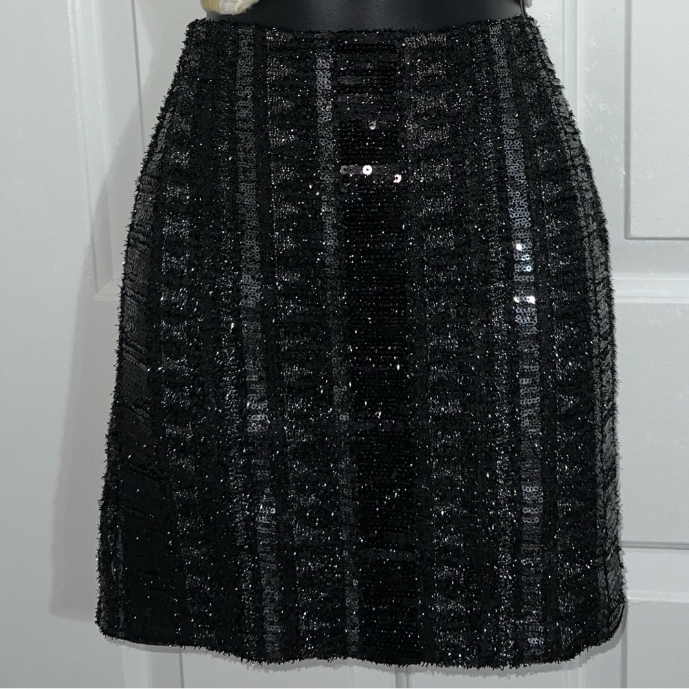 Express Black Sequin A-Line Skirt